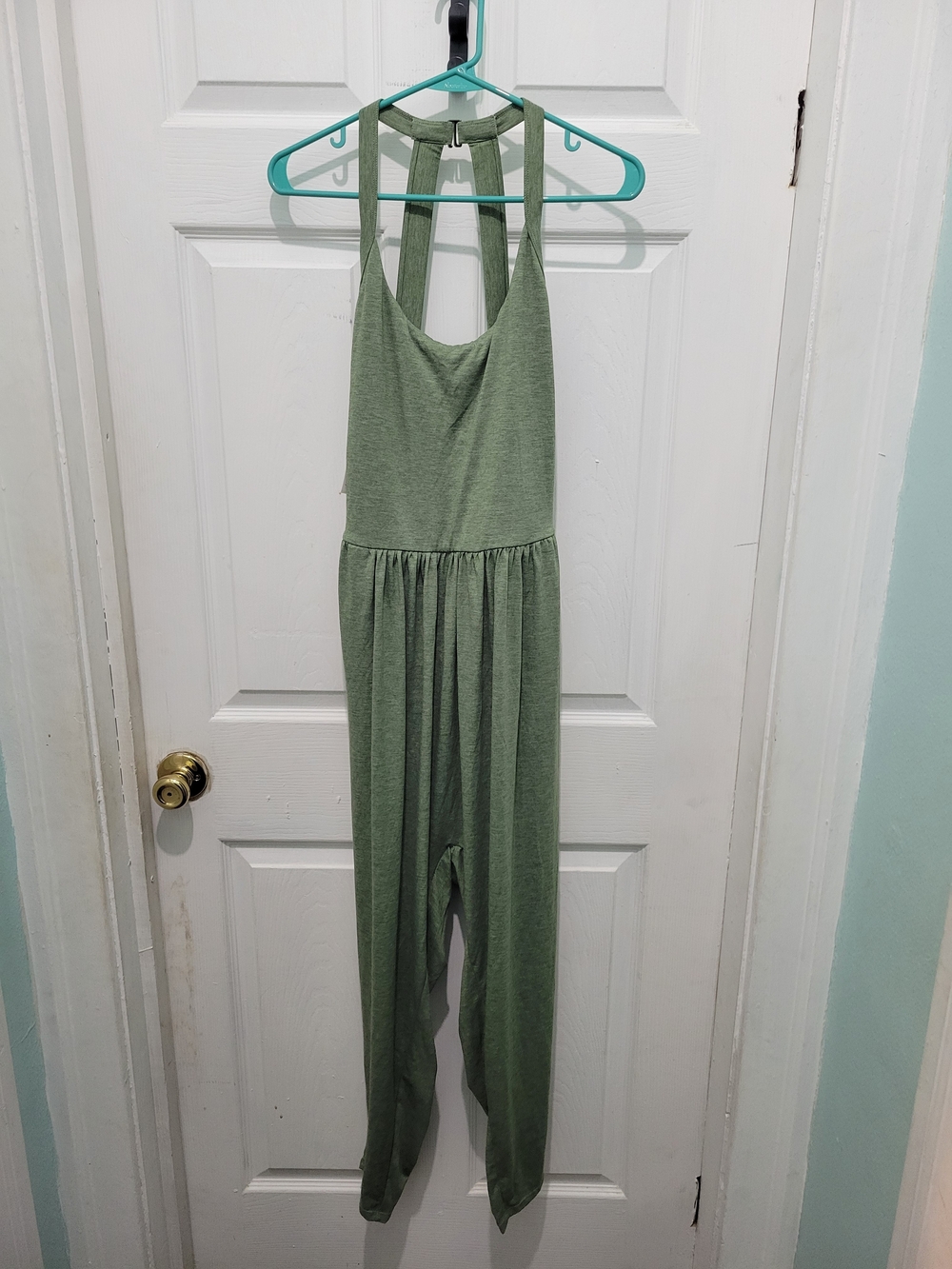 HALARA Olive Green Sleeveless Jumpsuit with Racerback LARGE